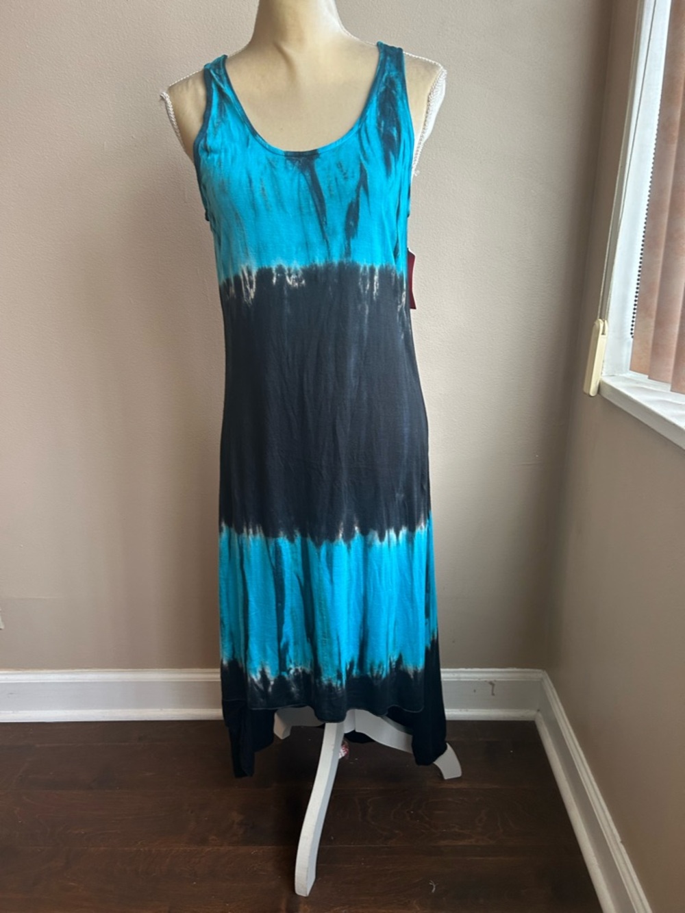 Nolita NYC New Womens Tye Dye hi low Summer Dress Sz M Blue 4125